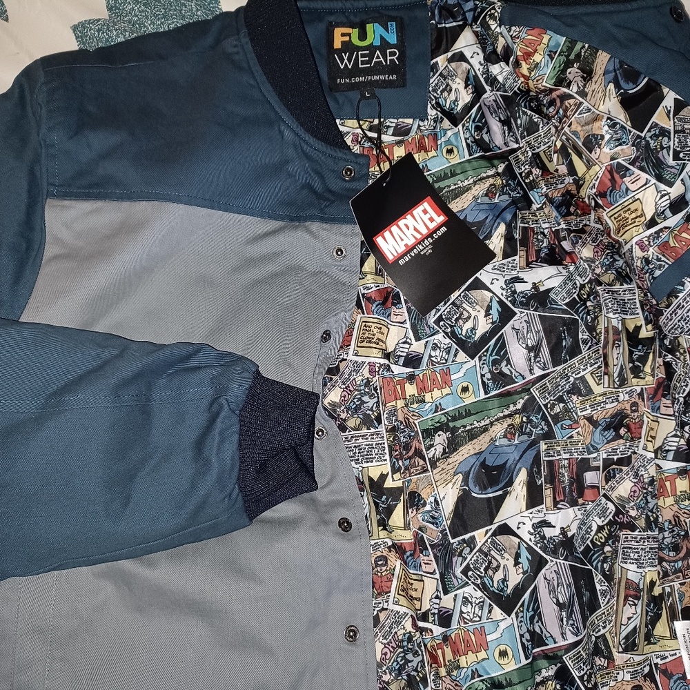 NWT Marvels Batman Comic Book Winter Snap Front Coat Men’s Sz Large